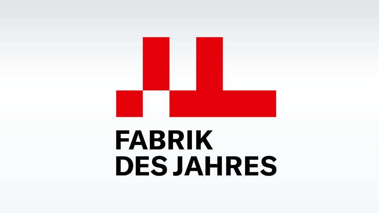 Fabrik des Jahres award logo featuring red factory-style graphic and bold black lettering.